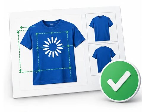 A proof sheet with print measurements and a green check mark